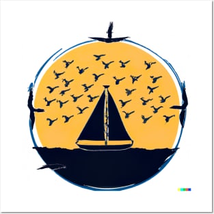 Sail boat hand drawing Posters and Art